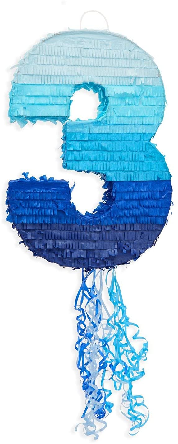 Number Three Blue Pinata Large