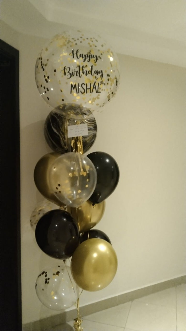 Golden Customised Balloons Bouquet