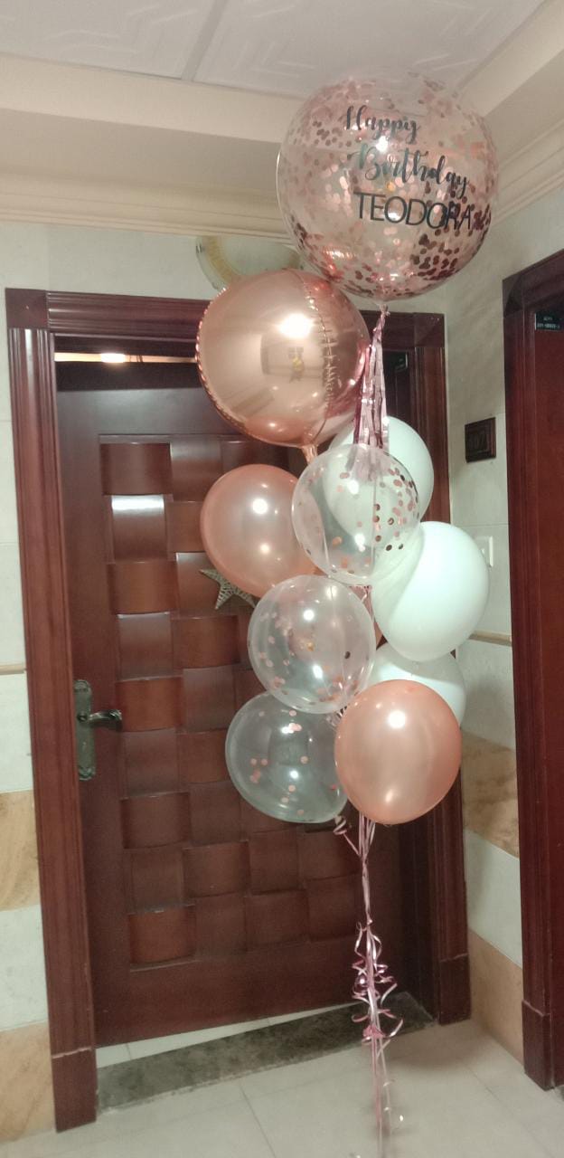 Rose Gold Customised Balloons Bouquet