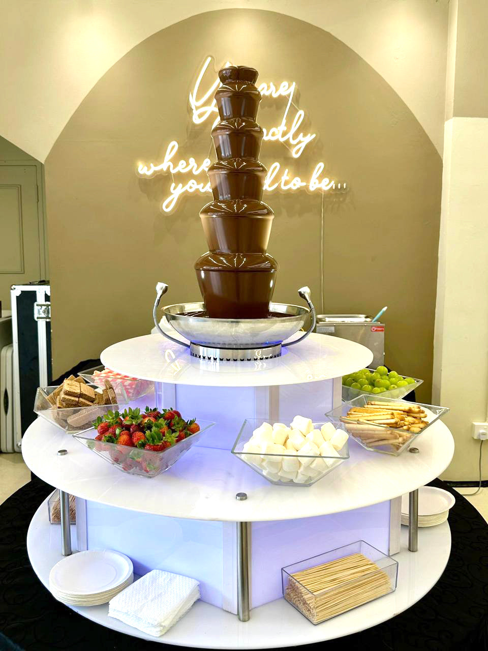 chocolate fountain dessert rental station