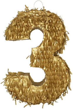 Number Three Golden Pinata