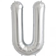 Alphabet U Silver Foil Balloon - 40inches - PartyMonster.ae