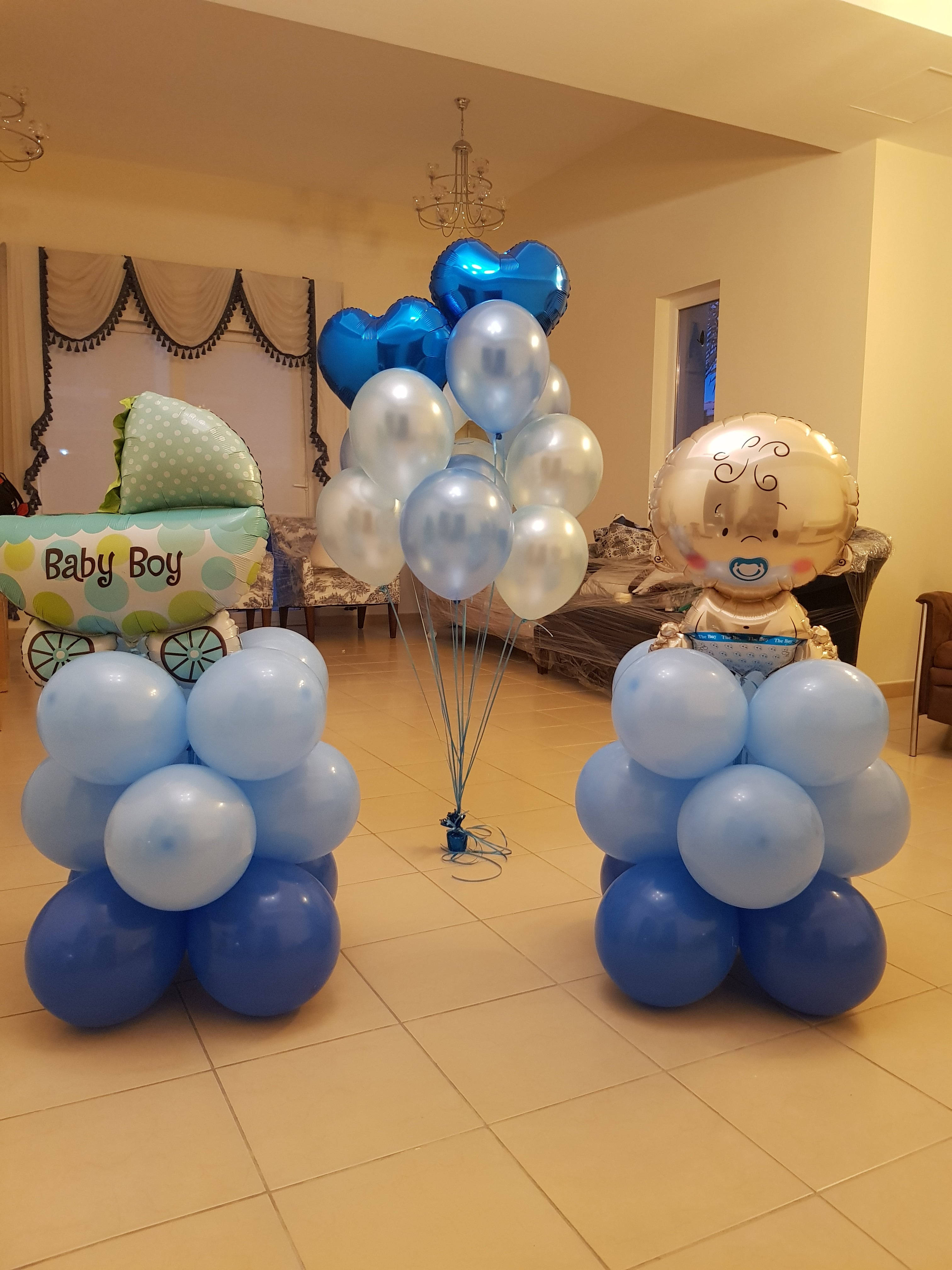 Baby Boy Balloon Pillar - PartyMonster.ae