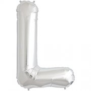 Alphabet L Silver Foil Balloon - 40inches - PartyMonster.ae