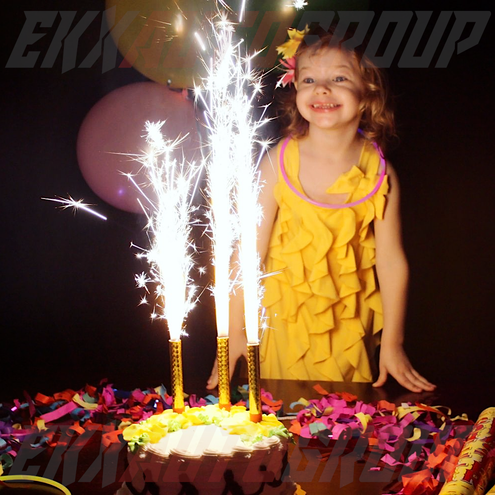 sparkling candles on birthday cakes