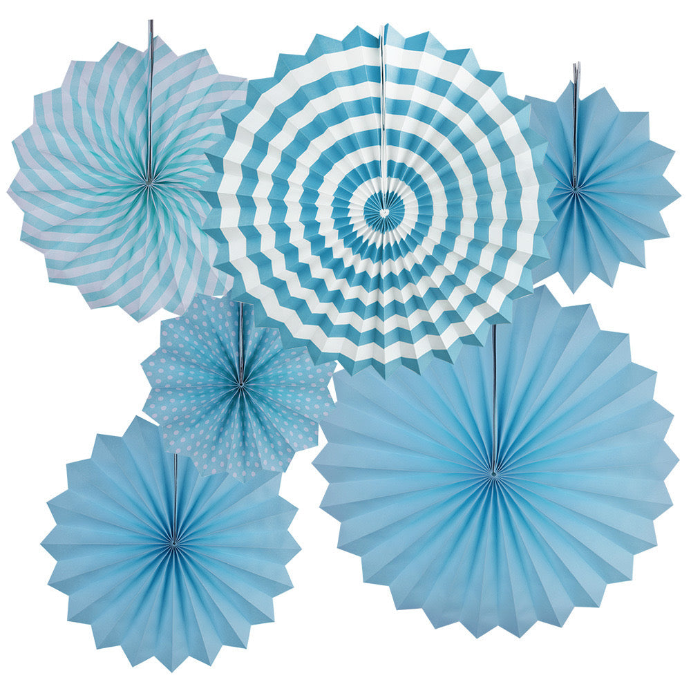 Baby blue paper fans hanging decor for sale online in Dubai