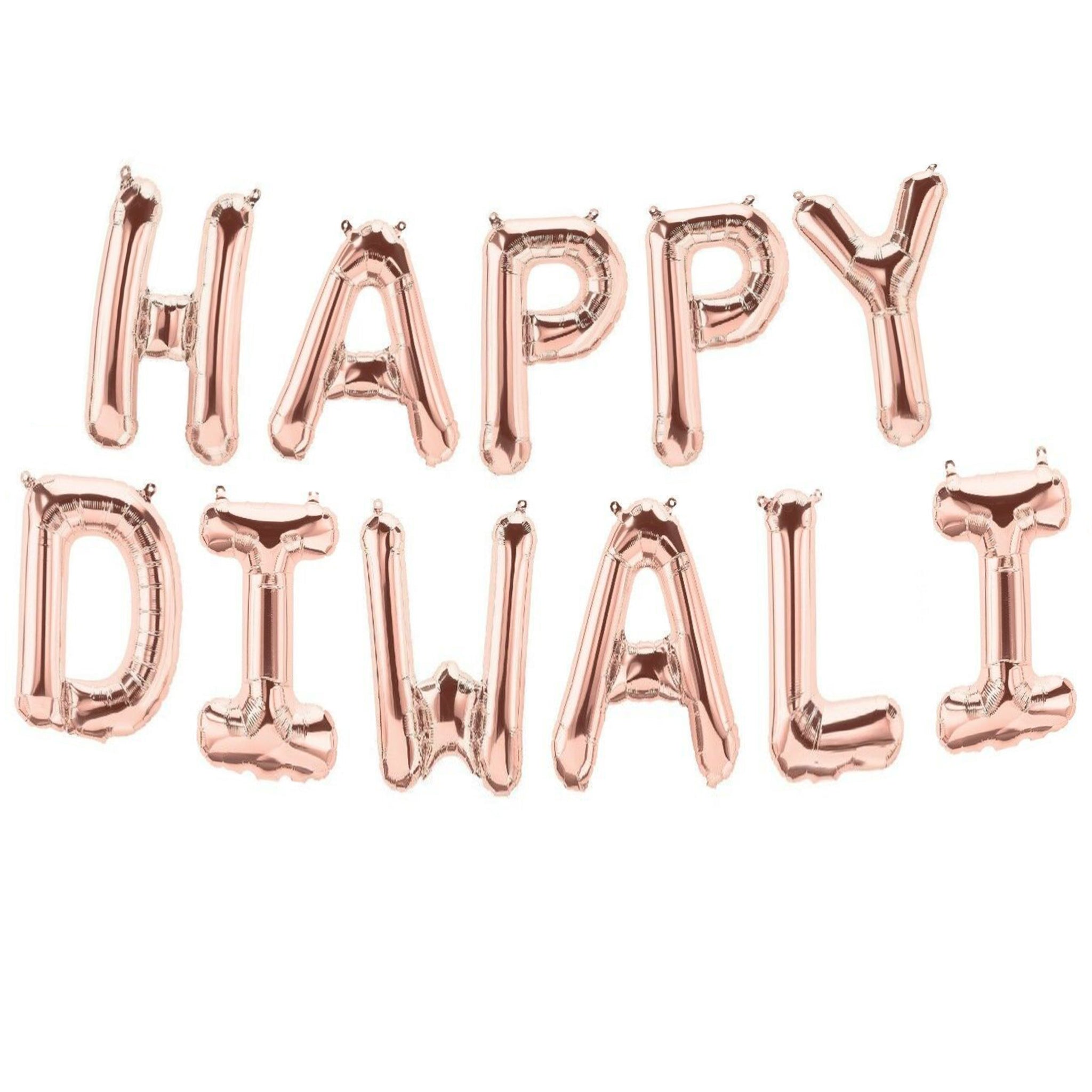 happy diwali rose gold letter balloons for sale online in Dubai