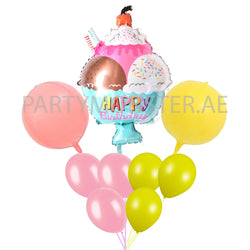 Happy birthday ice cream balloons bouquet - PartyMonster.ae