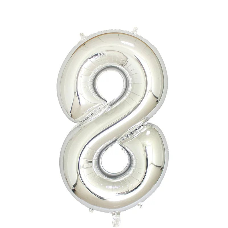 Number 8 Silver Foil Balloon 40