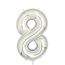 Number 8 Silver Foil Balloon 40" - PartyMonster.ae