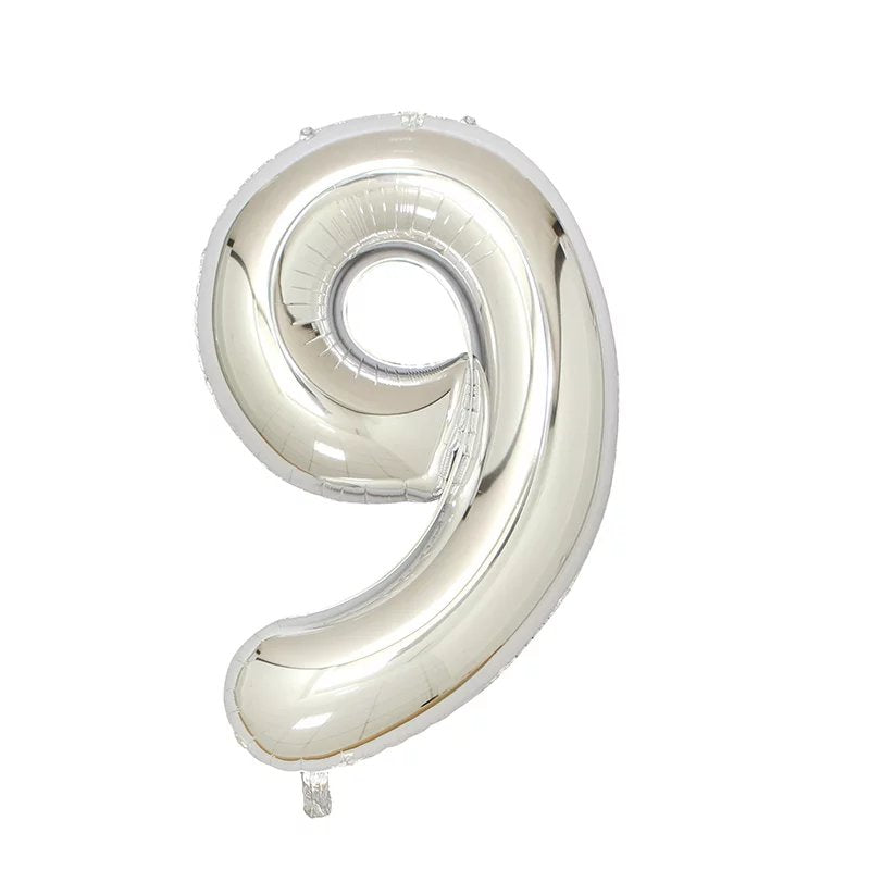 Number 9 Silver Foil Balloon 40