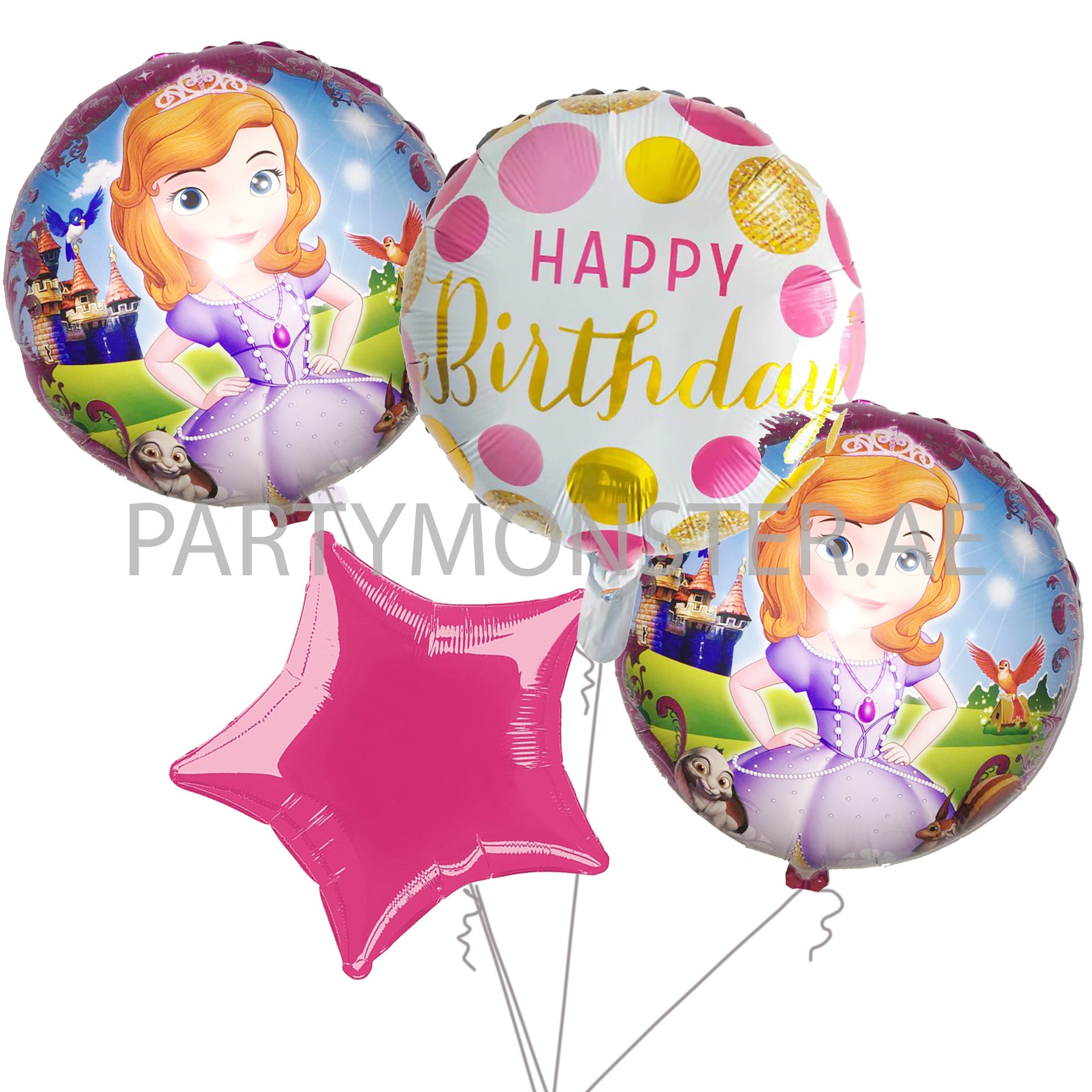 Sophia the First birthday balloons bouquet - PartyMonster.ae