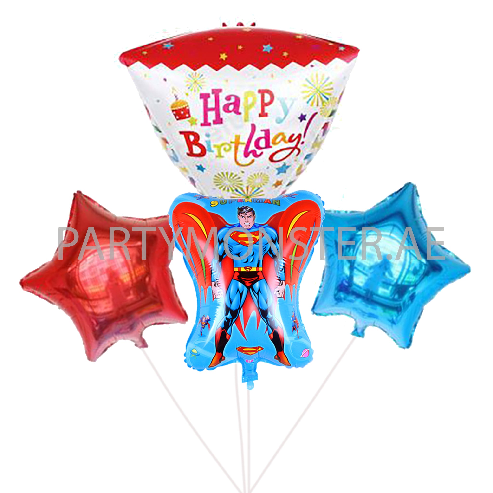 Superman birthday balloons bouquet - PartyMonster.ae