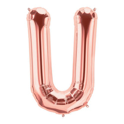 Letter U rose gold foil balloon for sale online in Dubai