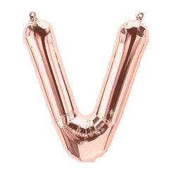 Letter V rose gold foil balloon for sale online in Dubai