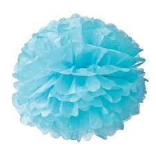 Pom Pom Hanging Tissue Decoration - Baby Blue - PartyMonster.ae