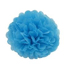 Pom Pom Hanging Tissue Decoration - Blue - PartyMonster.ae