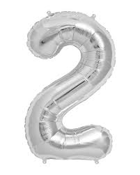 Number 2 Silver Balloon 40